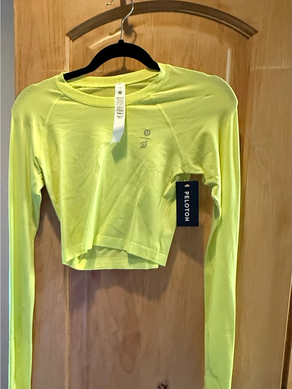 Peloton Neon Yellow Long-Sleeve Cropped Performance Top